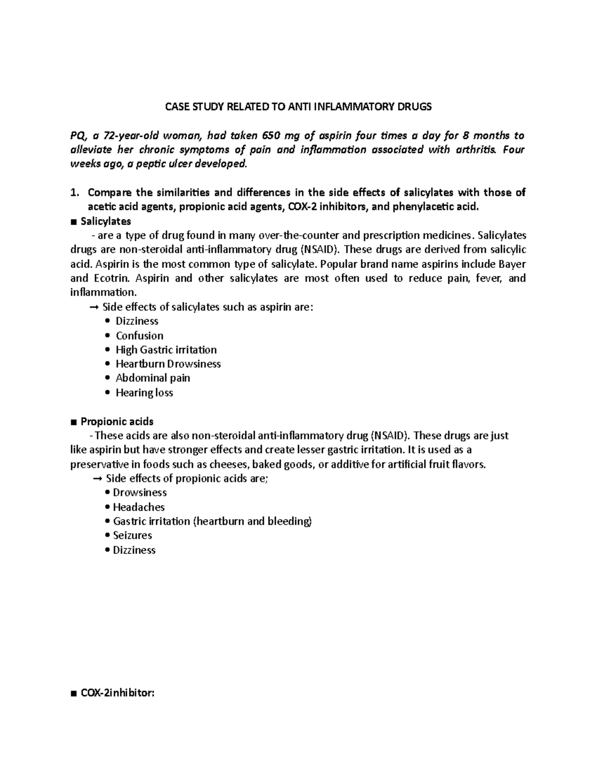 NCMA216_Case Study Related to Anti-Inflammatory Drugs - CASE STUDY ...