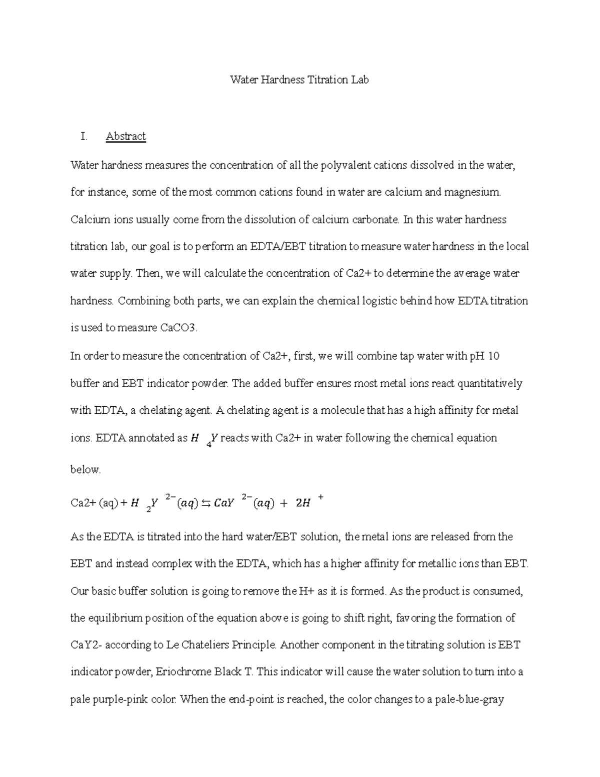 Determining Water Hardness Using a Titrator Water Hardness Titration
