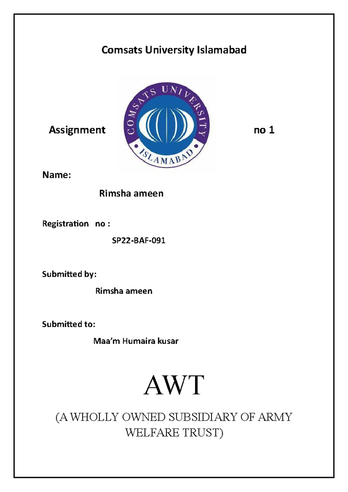 Business report 222222222222 - Comsats University Islamabad Assignment ...