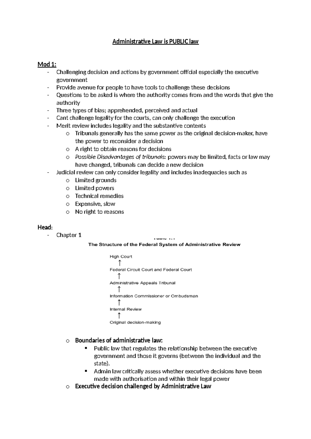 Administrative Law Notes - Administrative Law is PUBLIC law Mod 1 ...