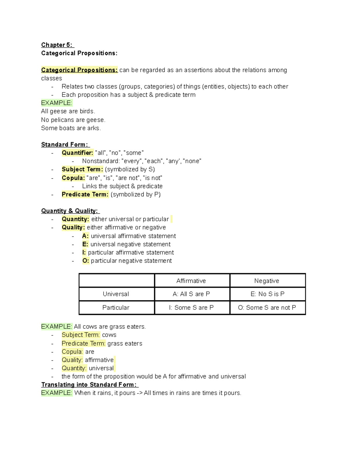 Moral Reasoning Final Exam #2 - Chapter 5: Categorical Propositions ...