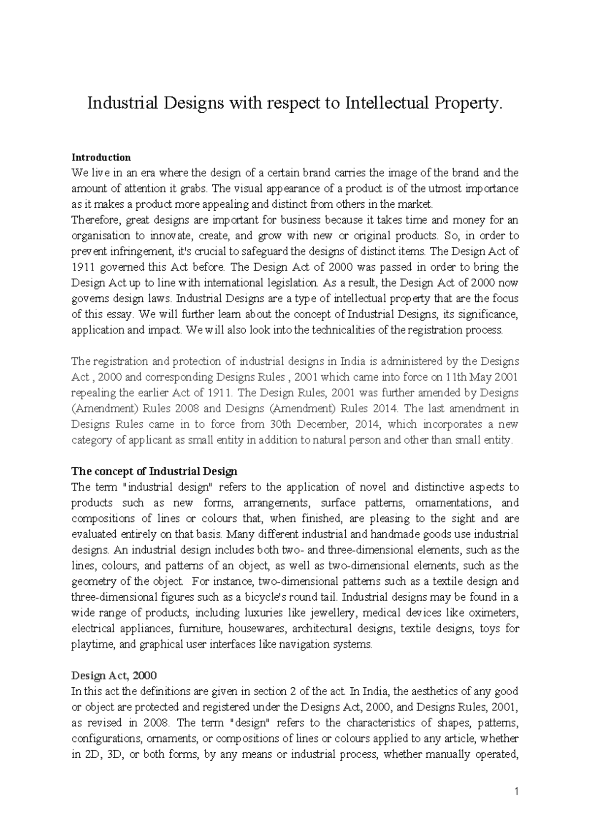 Industrial designs IP - Industrial Designs with respect to Intellectual ...