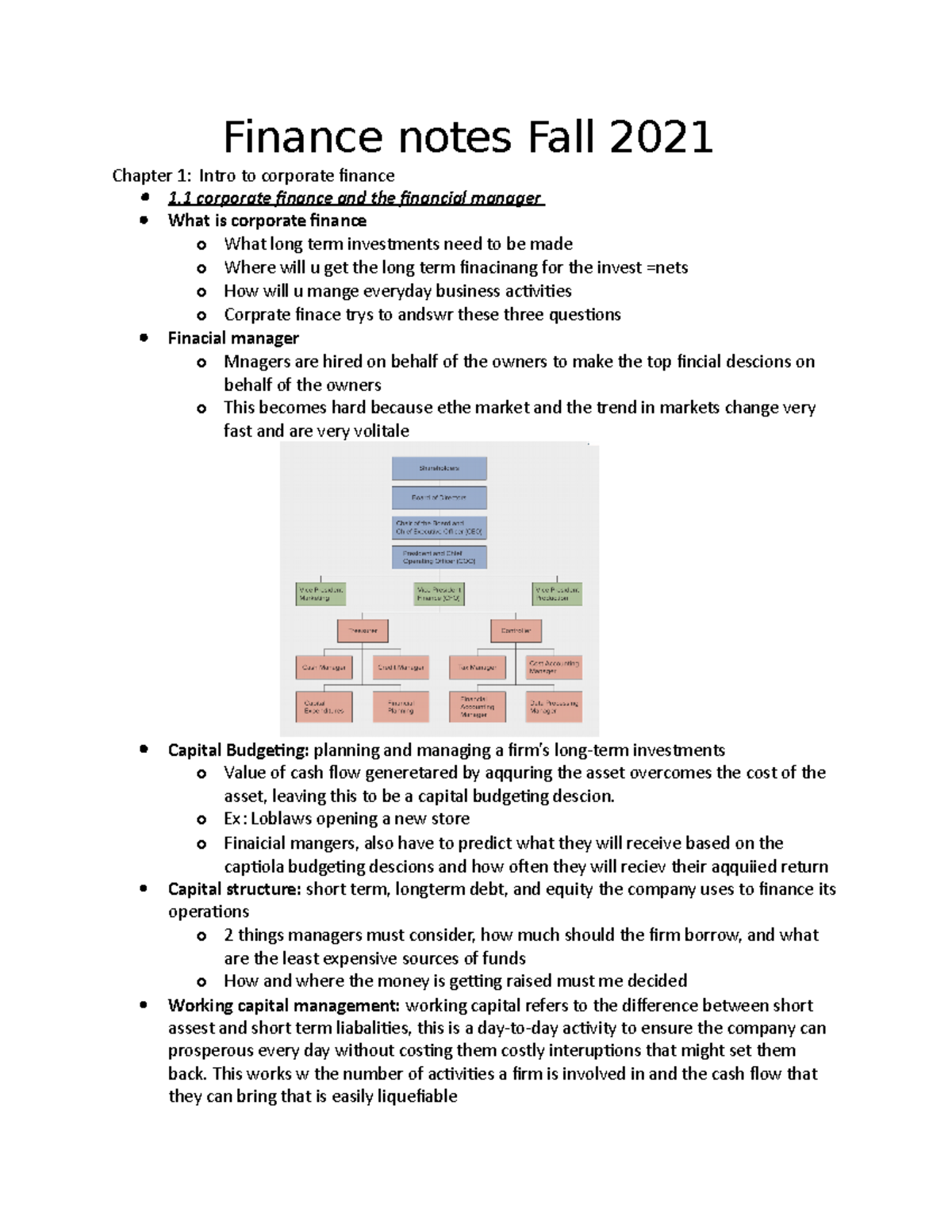 Finance fall 2021 - textbook notes - 2FA3 - McMaster - Studocu