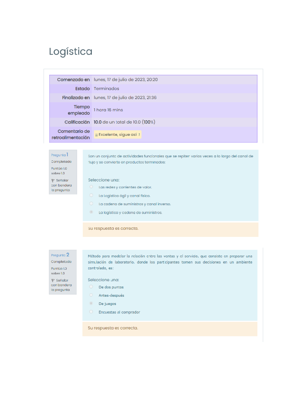 Logística Semana 1 Y 2 - Examen - Logistica - Studocu