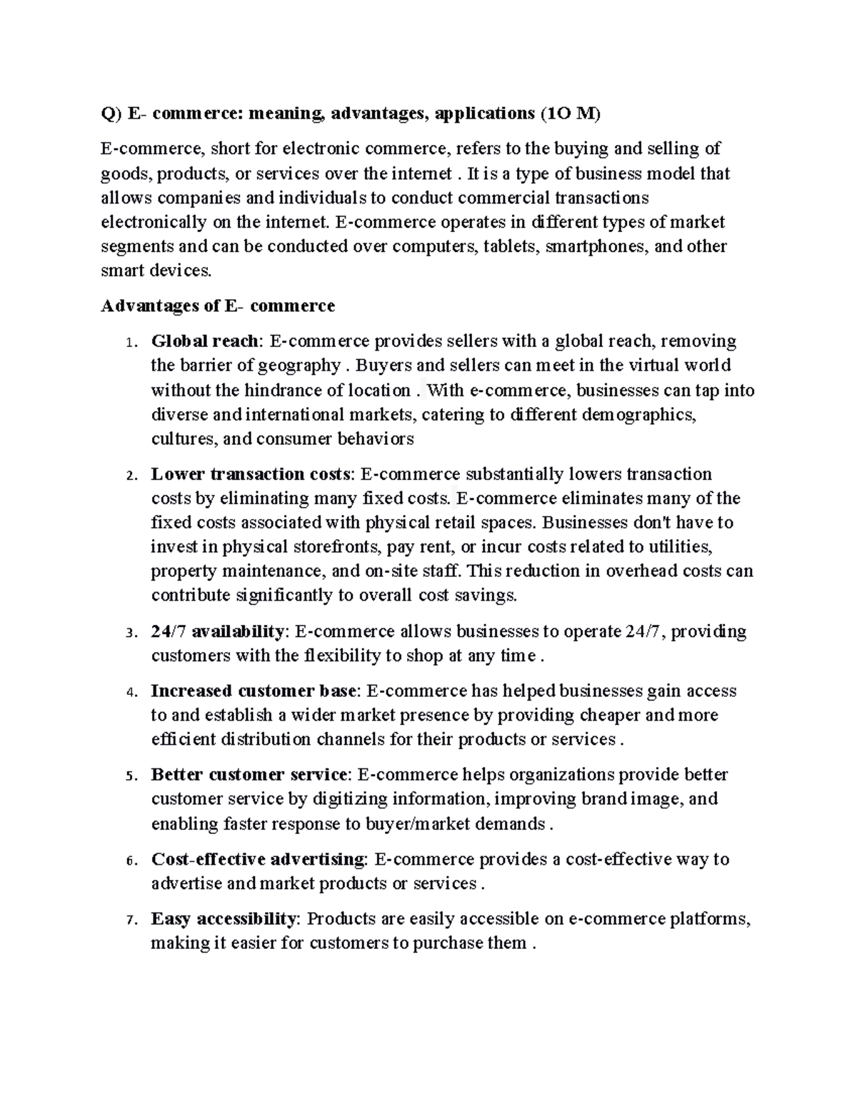 Ecommerce - Q) E- commerce: meaning, advantages, applications (1O M) E ...