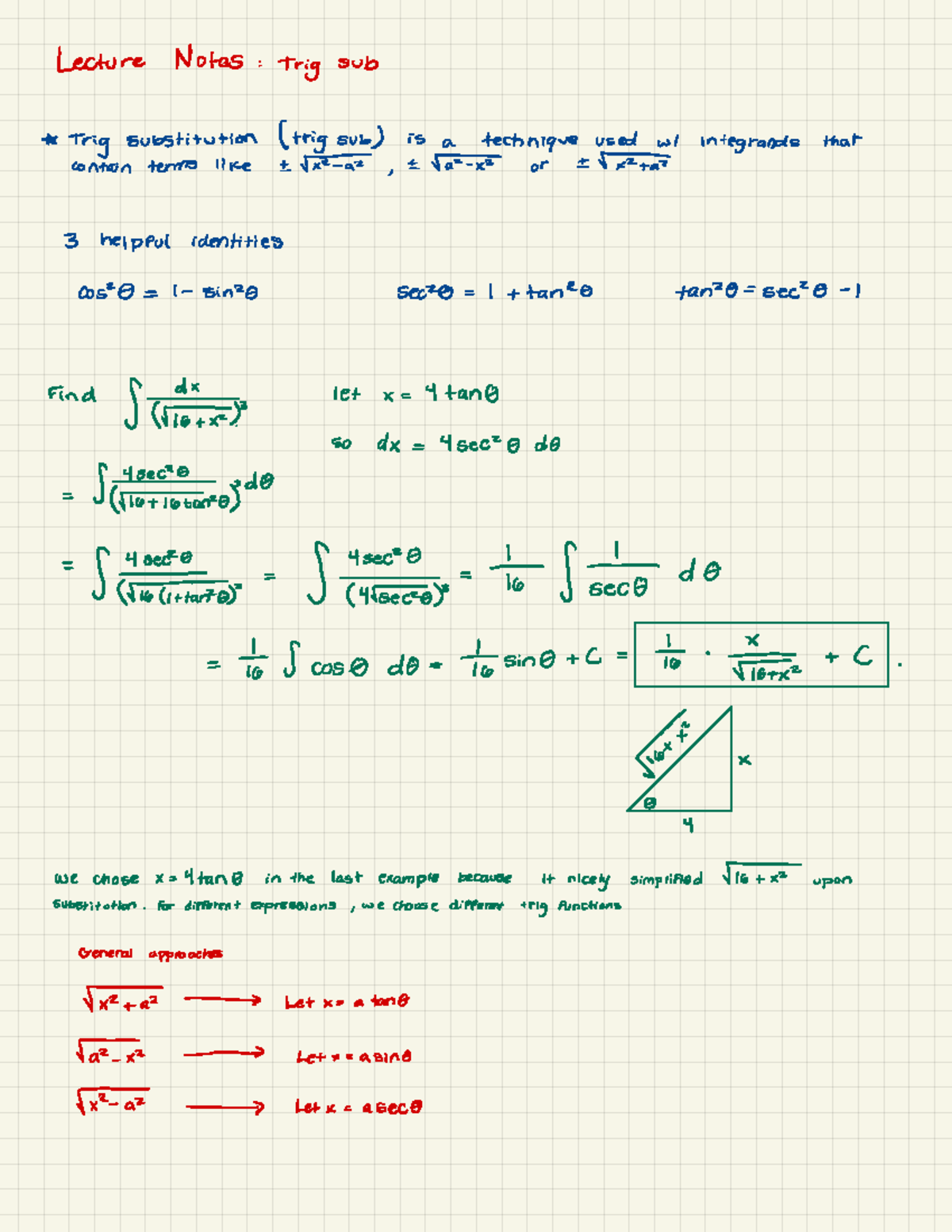 Trig sub trig sub lecture notes trig sub trig substitution