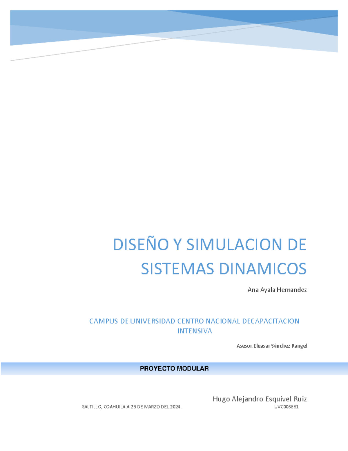 Actividad Proyecto Modular Proyecto Modular DiseÑo Y Simulacion De Sistemas Dinamicos Ana 2652