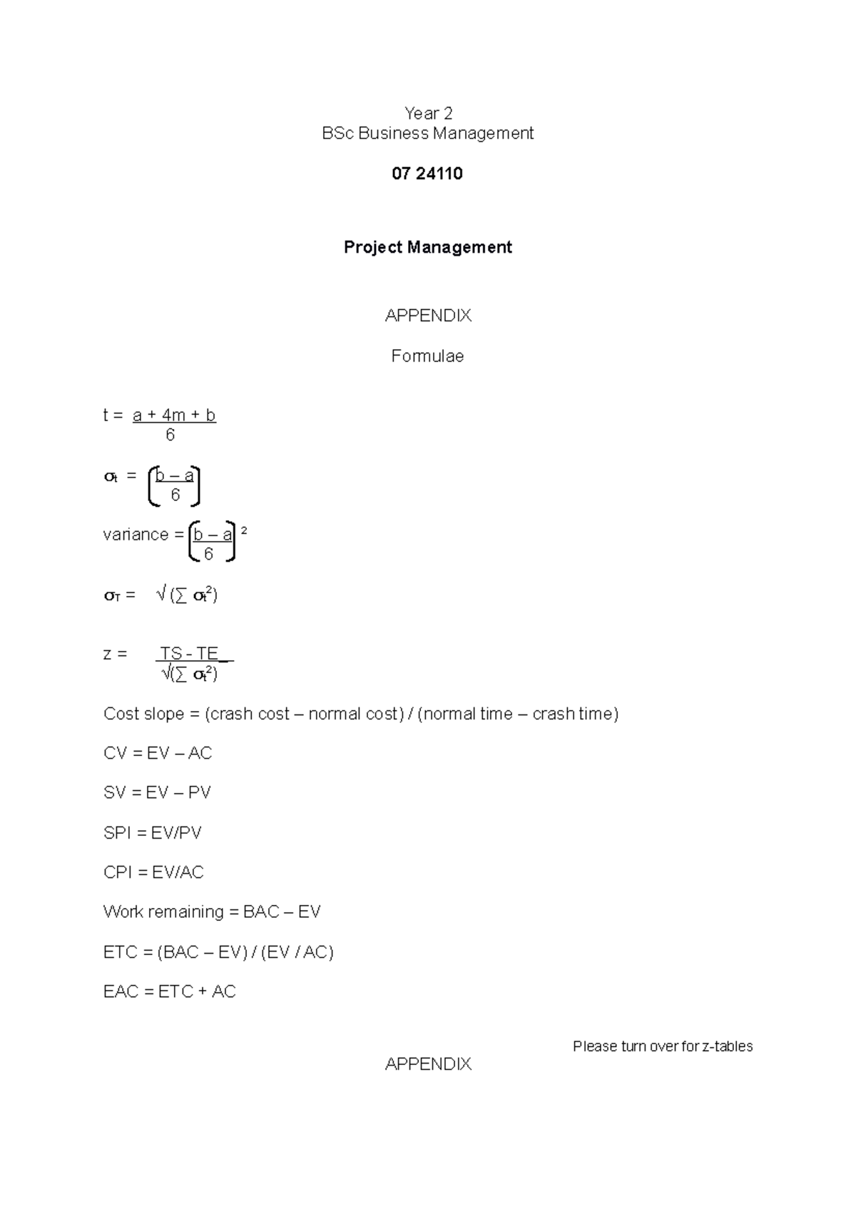 Formulae 01 - Year 2 BSc Business Management 07 24110 Project ...