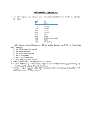 Assignment 1 - DEPARTMENT OF CIVIL ENGINEERING Assignment 1 DEPARTMENT ...