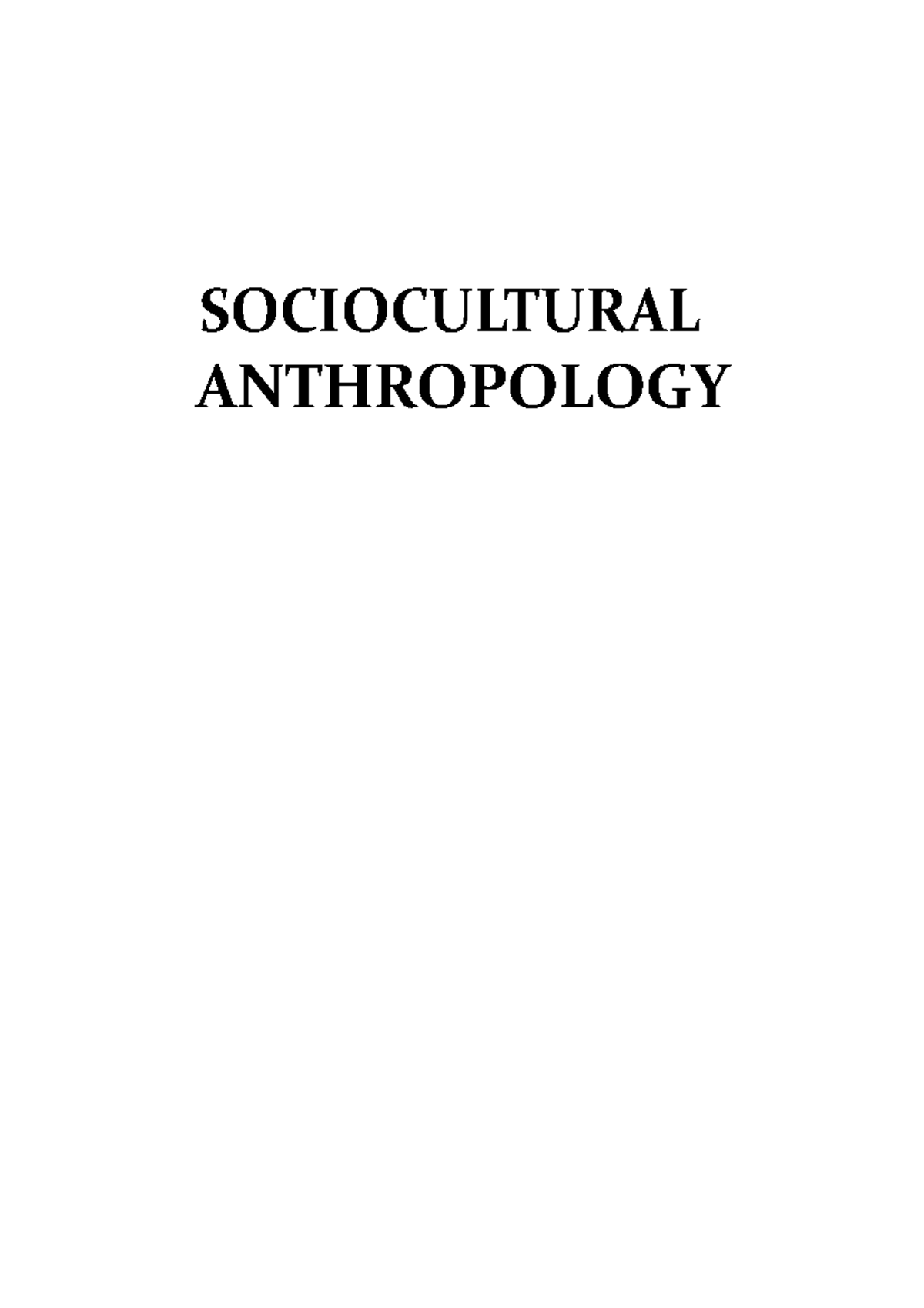 Chapter-1- Introduction - SOCIOCULTURAL ANTHROPOLOGY CHAPTER ONE ...