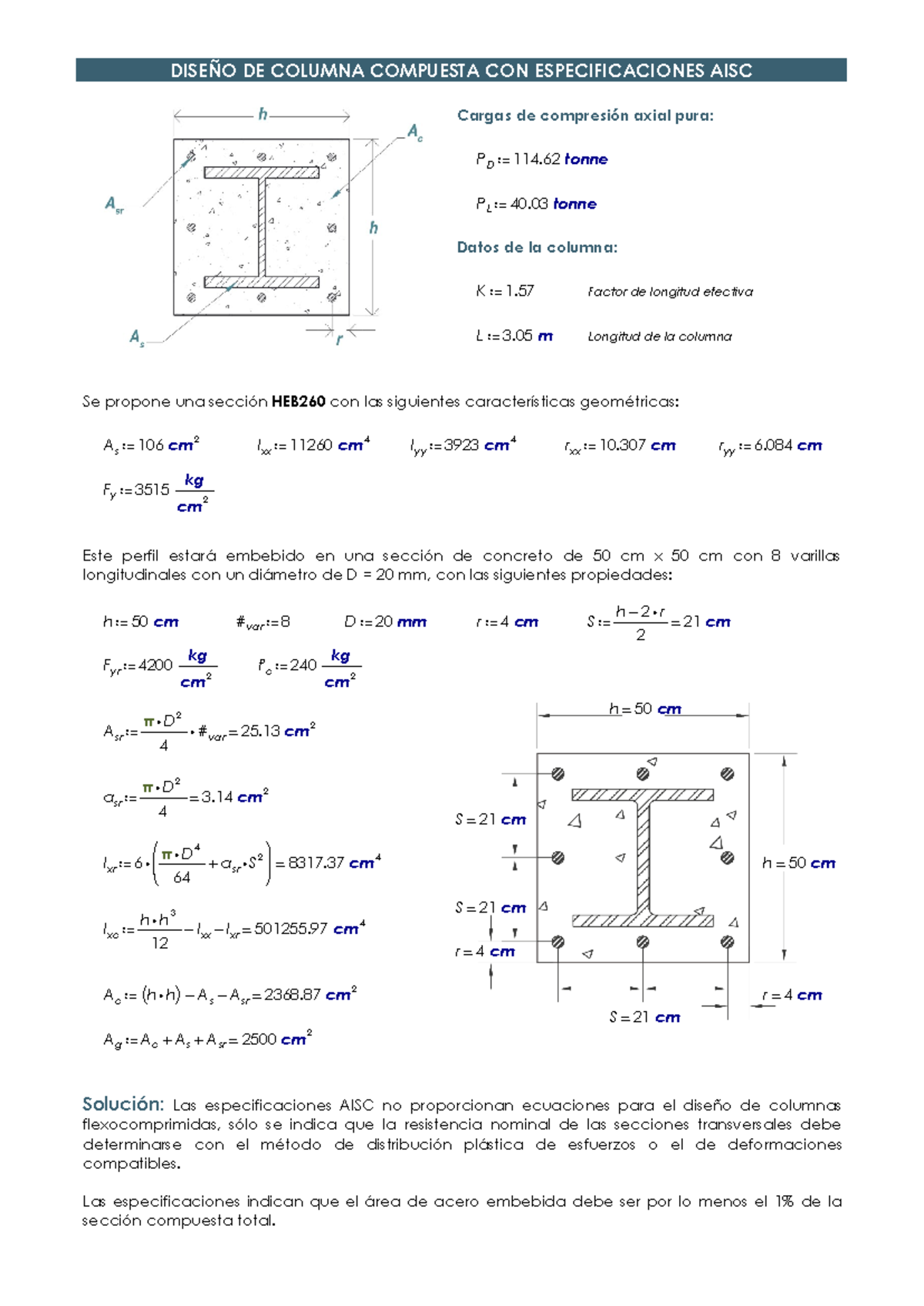 DISEÑO DE COLUMNA COMPUESTA CON ESPECIFICACIONES AISC - Las ...
