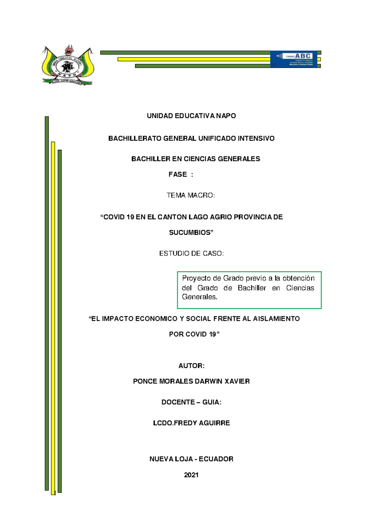 Covid 19 Impacto Economico Darwin Ponce - UNIDAD EDUCATIVA NAPO ...