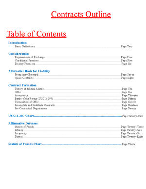 Outline - Contracts I Bodie Fall 2021 UCC or Common Law? (Good) Offer ...