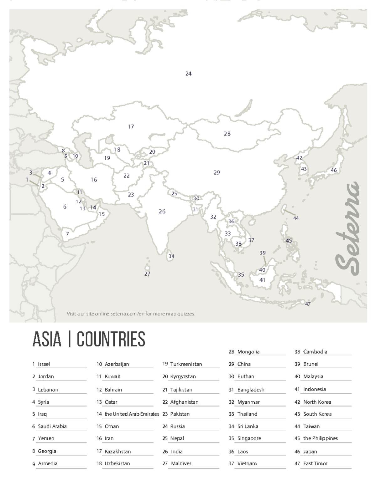 Asia countries quiz key - ASIA | COUNTRIES Seterra 24 28 17 29 33 37 39 ...