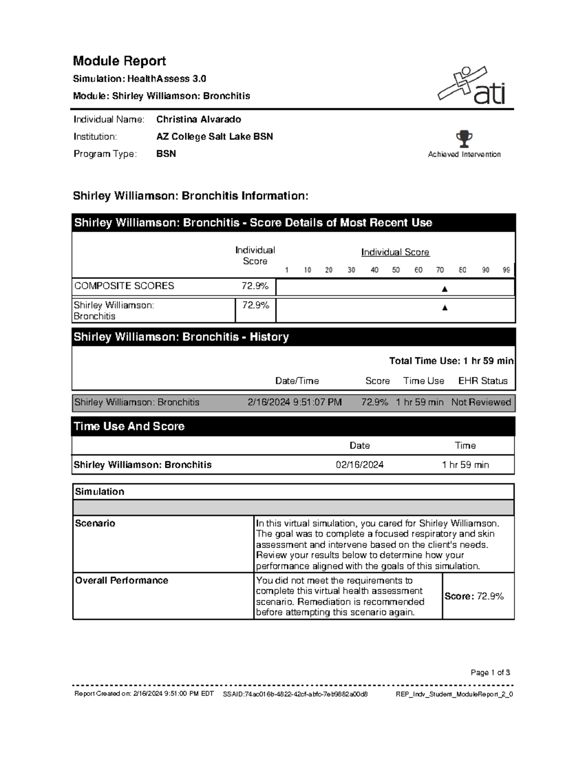 Report (51) - simulation score - Module Report Achieved Intervention ...