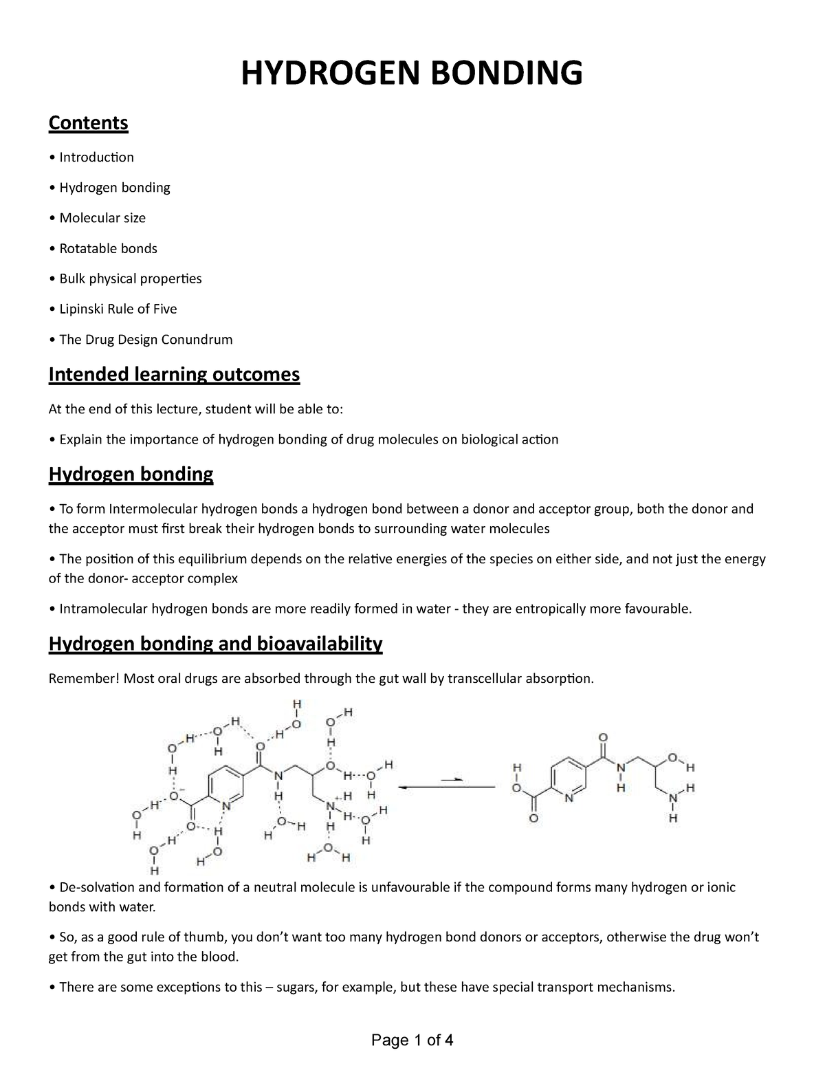 Chapter - 28 Hydrogen Bonding - Page 1 Of 4 Contents HYDROGEN BONDING ...