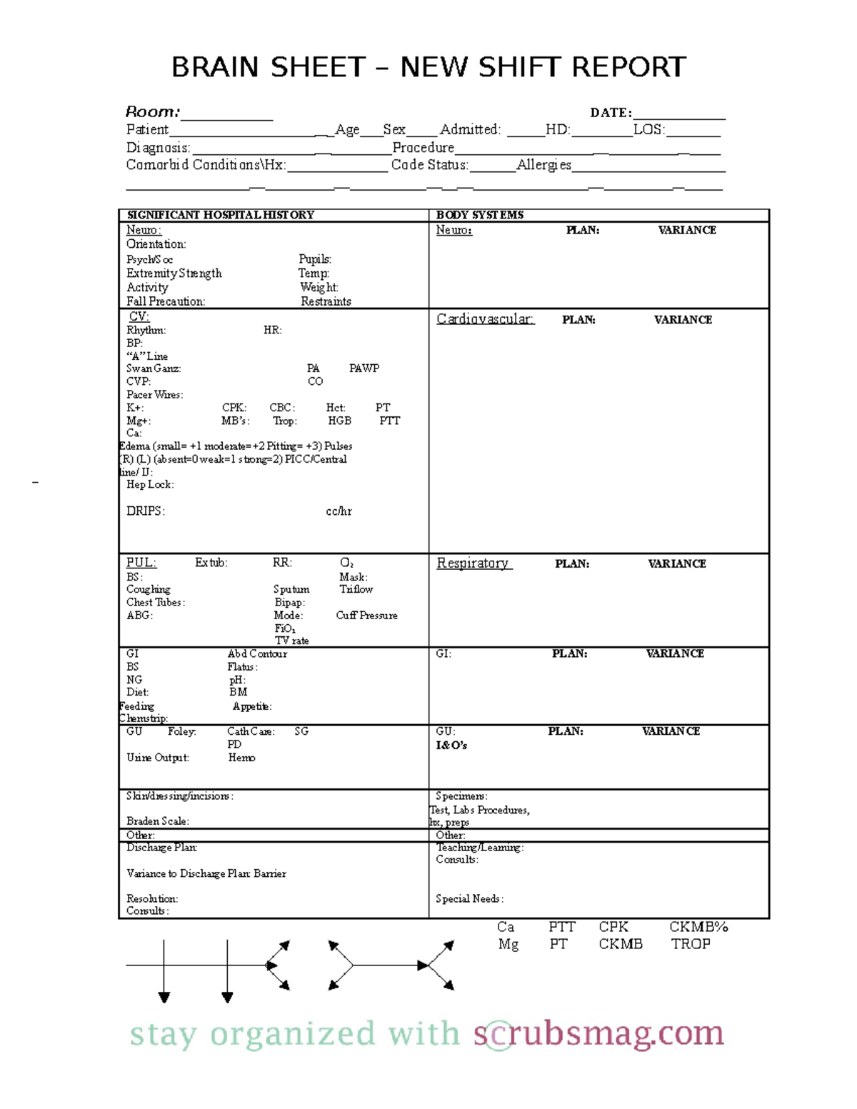 Nurse Brain Sheet New Shift Report - BRAIN SHEET – NEW SHIFT REPORT  Room:______ DATE: - StuDocu