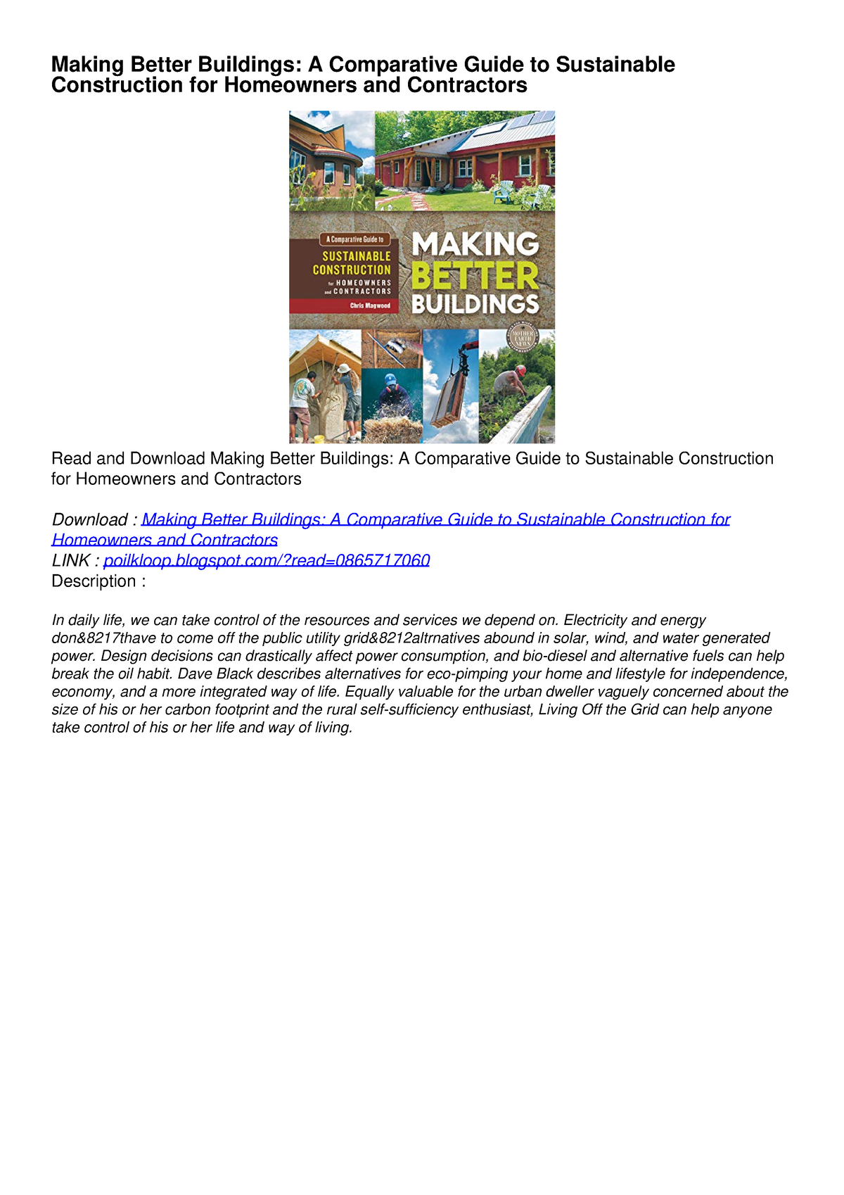 PDF Making Better Buildings: A Comparative Guide To Sustainable ...