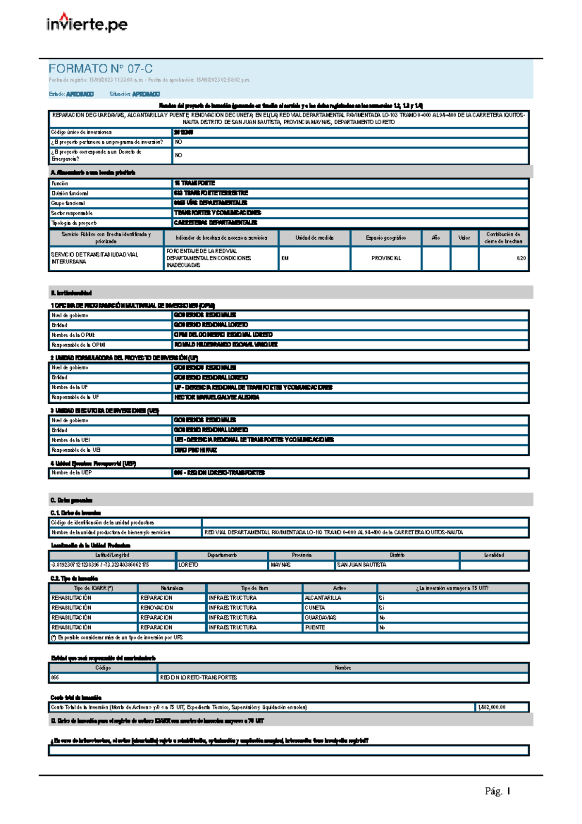 7C Aprobado CUI 2612345 - Nombre del proyecto de inversión (generada en ...