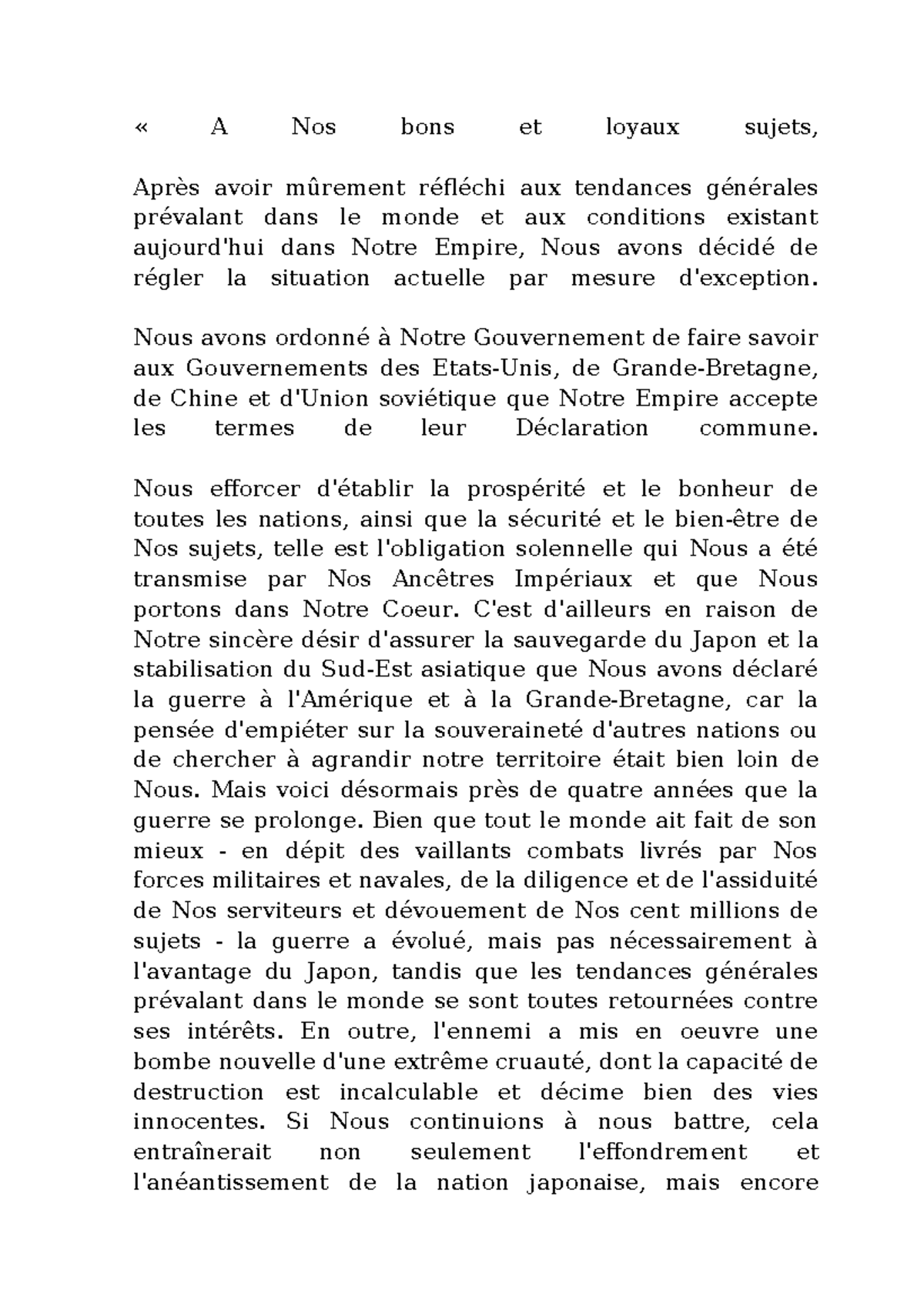 Exemple question dexamen DRI - « A Nos bons et loyaux sujets, Après ...