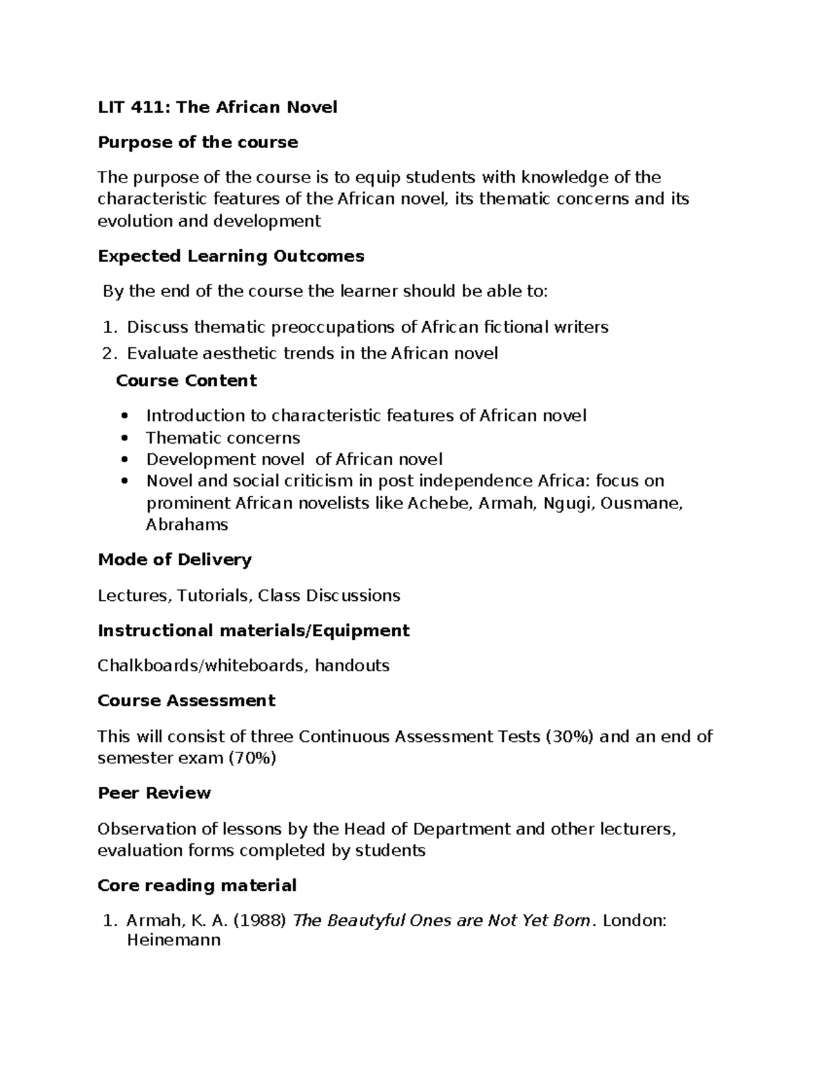 LIT 411 notes - Must read for All students who wants to know about ...