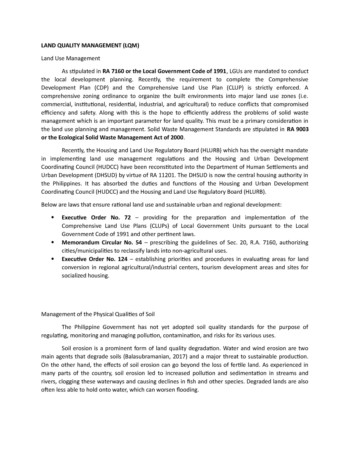 LAND- Quality - LAND QUALITY MANAGEMENT (LQM) Land Use Management As ...