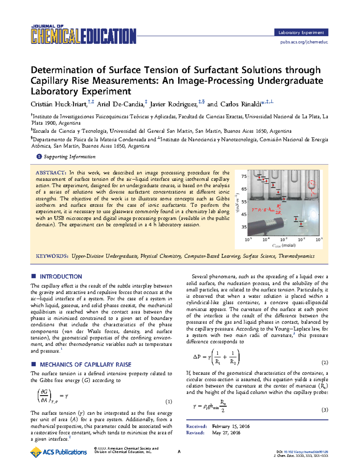 Tension Superficial - Determination of Surface Tension of Surfactant ...