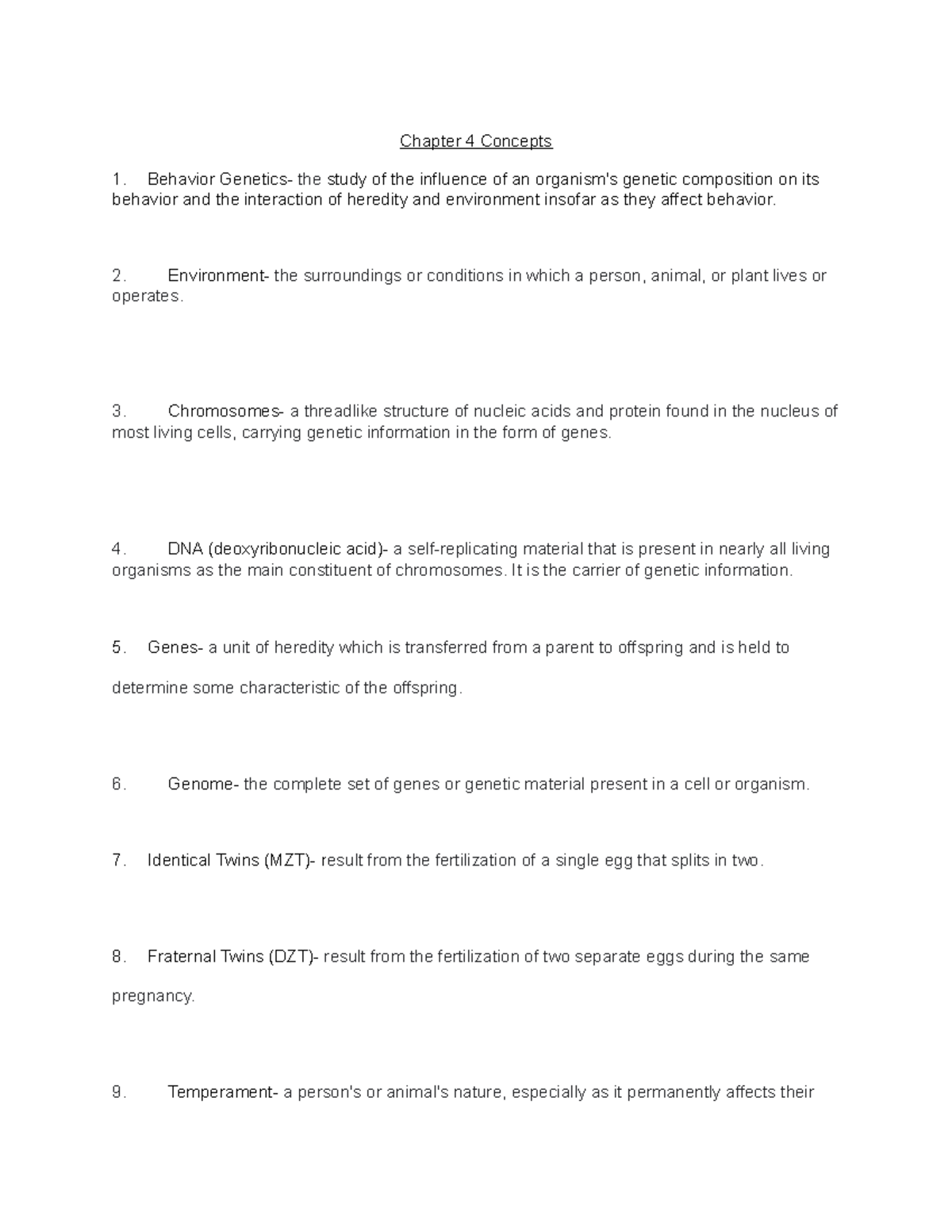 Chapter 4 Concept Map - definitions of terms - psychology - Behavior ...