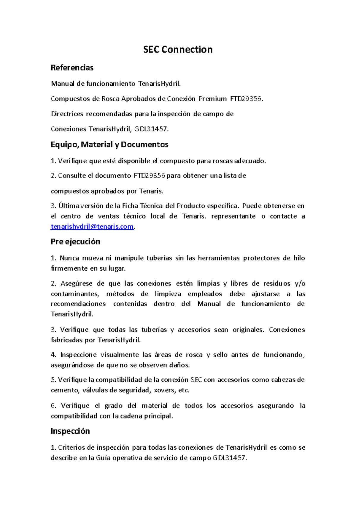 Conexion SEC - Sector conección - SEC Connection Referencias Manual de ...