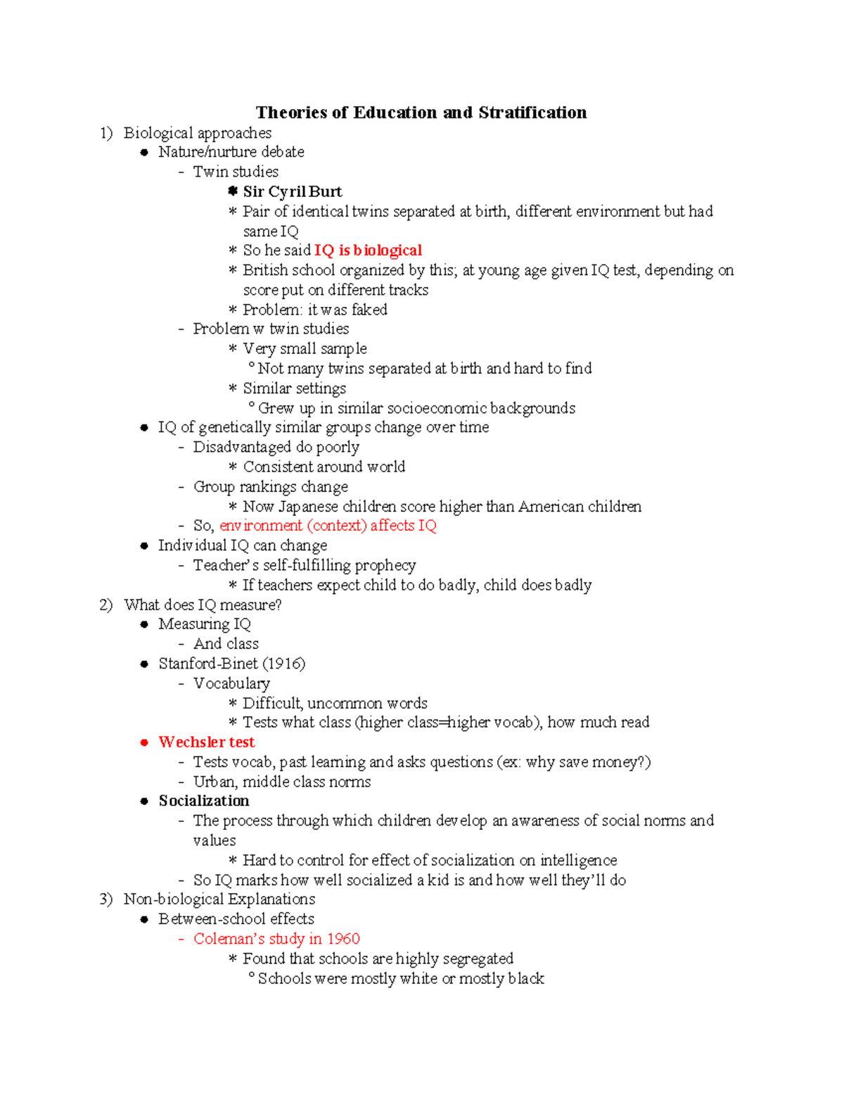 Notes 2-10 Theories of Education and Stratification - Theories of ...