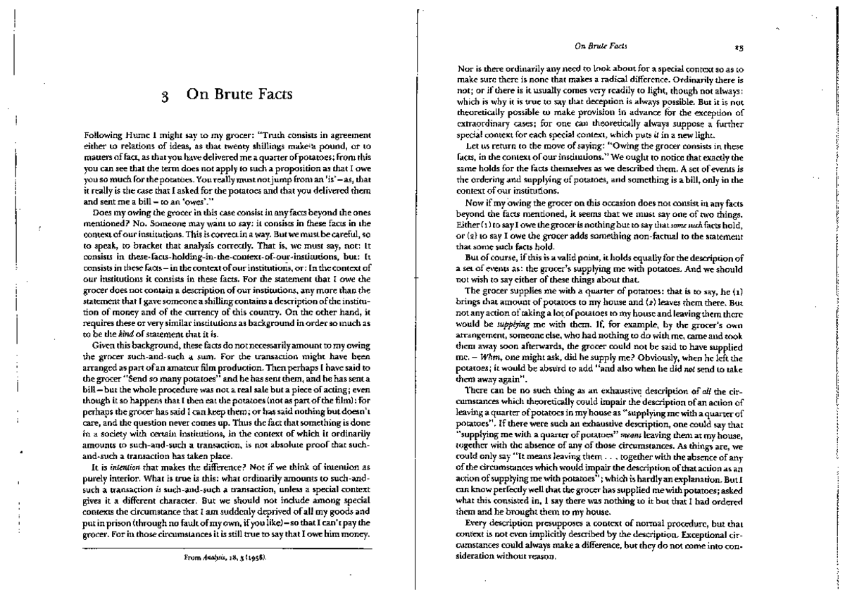 (WEEK 3) Anscombe - require reading - 3 On Brute Facts Following Hume I ...