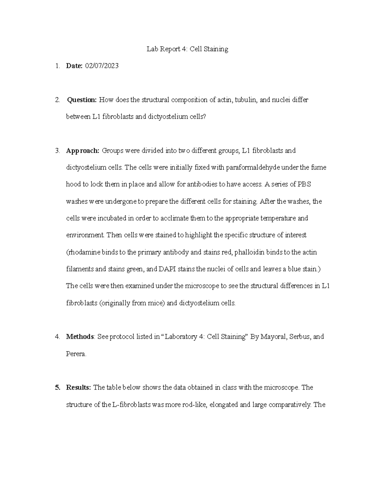PCB4023L lab report 4 cell staining - Lab Report 4: Cell Staining Date ...