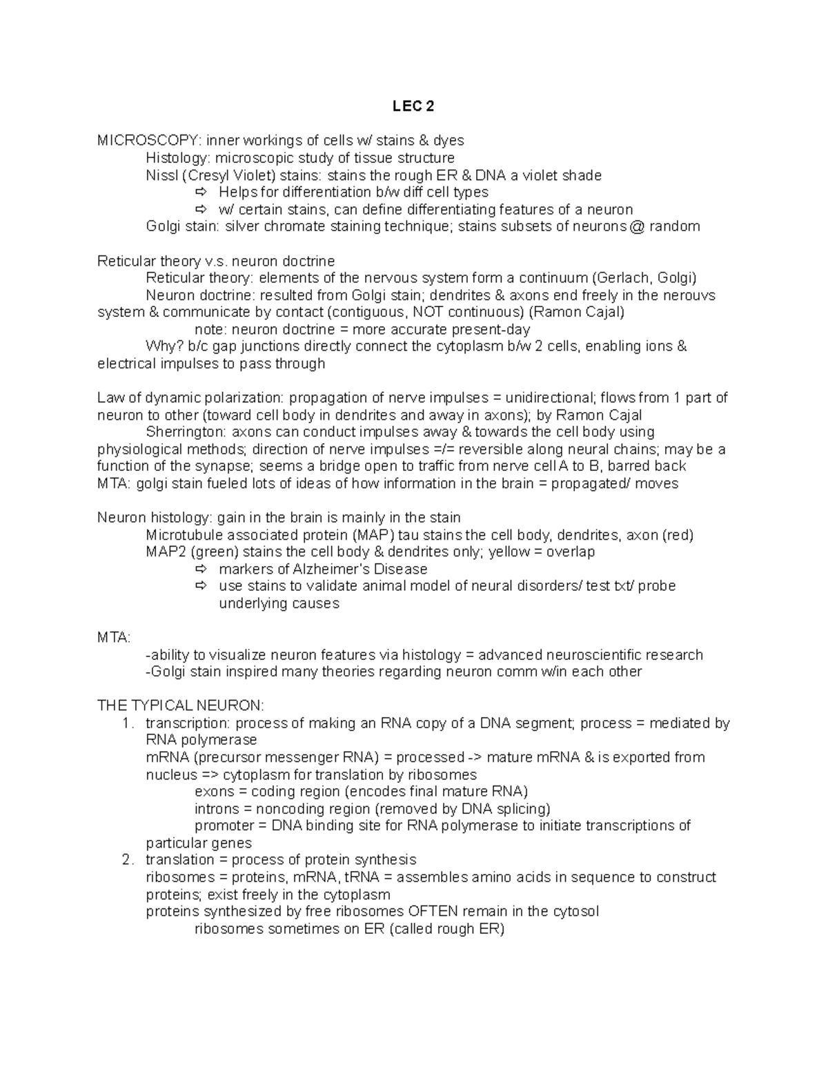 LEC 2,3 - Lecture notes 2, 3 - LEC 2 MICROSCOPY: inner workings of ...