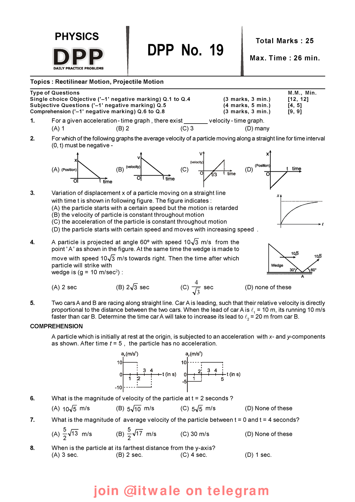 19-rectilinear-motion-projectile-motion-physics-dpp-no-19-total