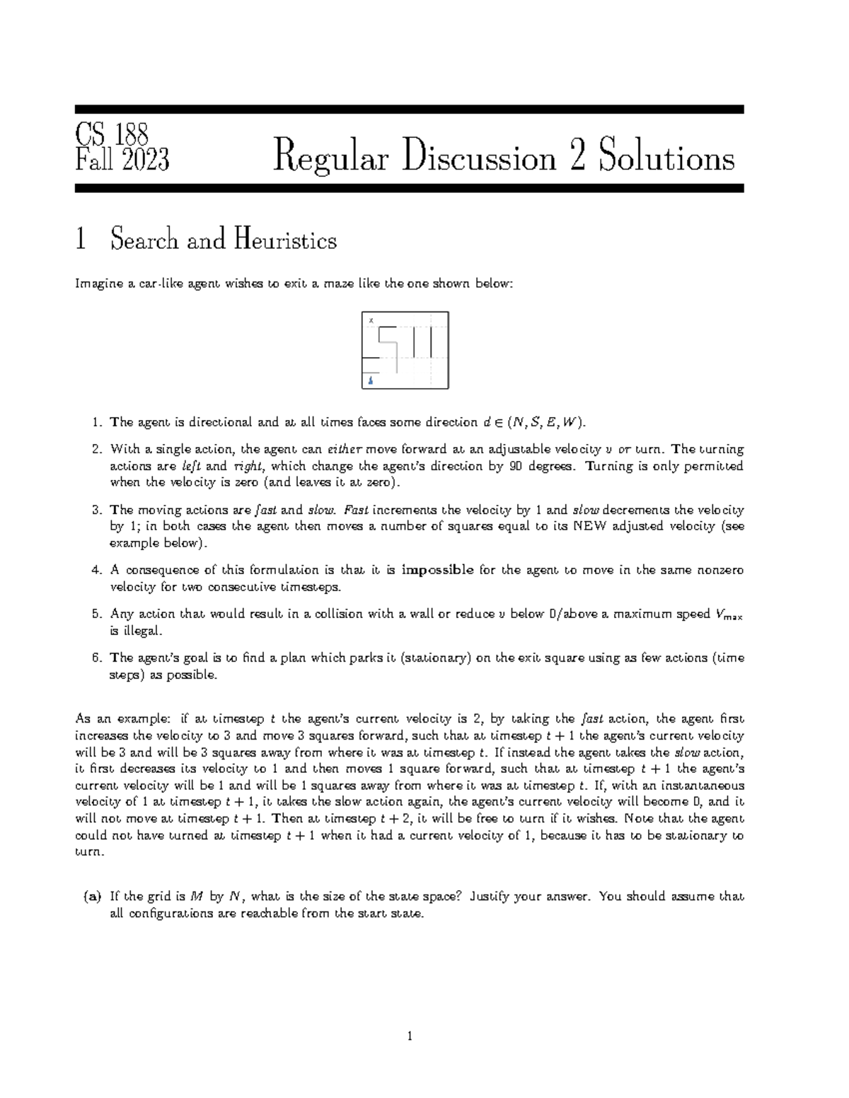Disc02regularsols discussion sol CS 188 Fall 2023 Regular Discussion 2 Solutions 1 Search