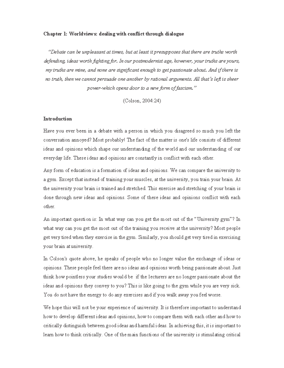 UTEW+221+-++Chapter+1 - Chapter 1: Worldviews: dealing with conflict ...