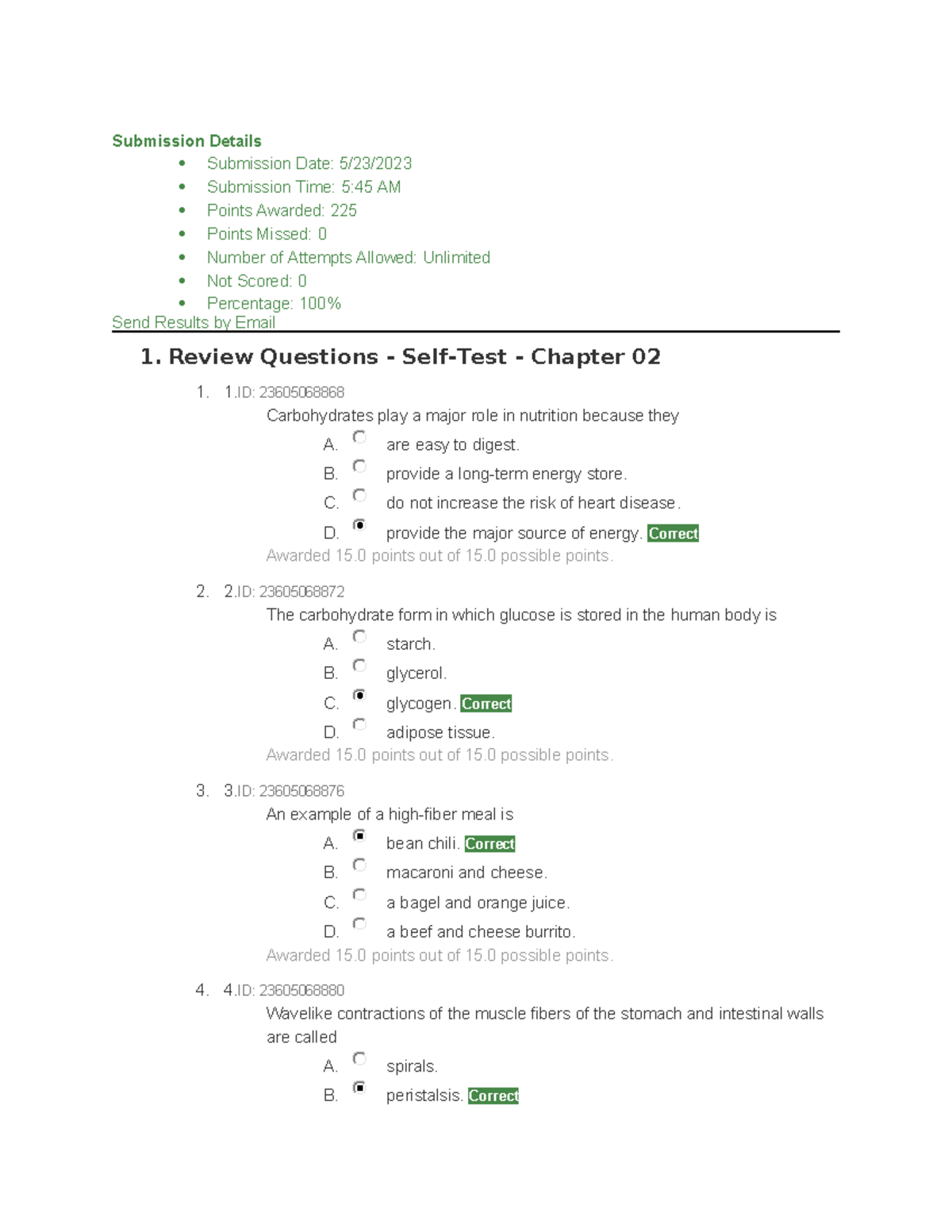 NUR 219 Review Questions Self Test Chapter 2 Carbohydrates - Submission ...