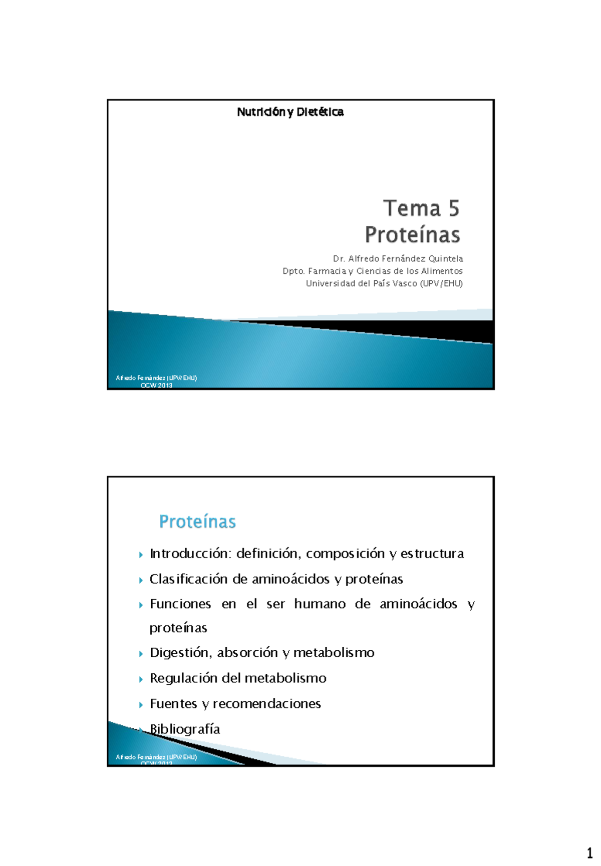 Tema 05 Resumen Biología General Alfredo Fernández (UPV/EHU) OCW