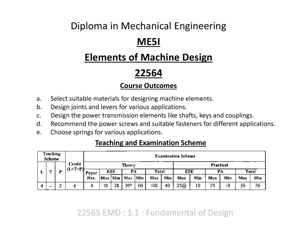 22564-emd-1-elements-of-mechanical-engineering-course-outcomes