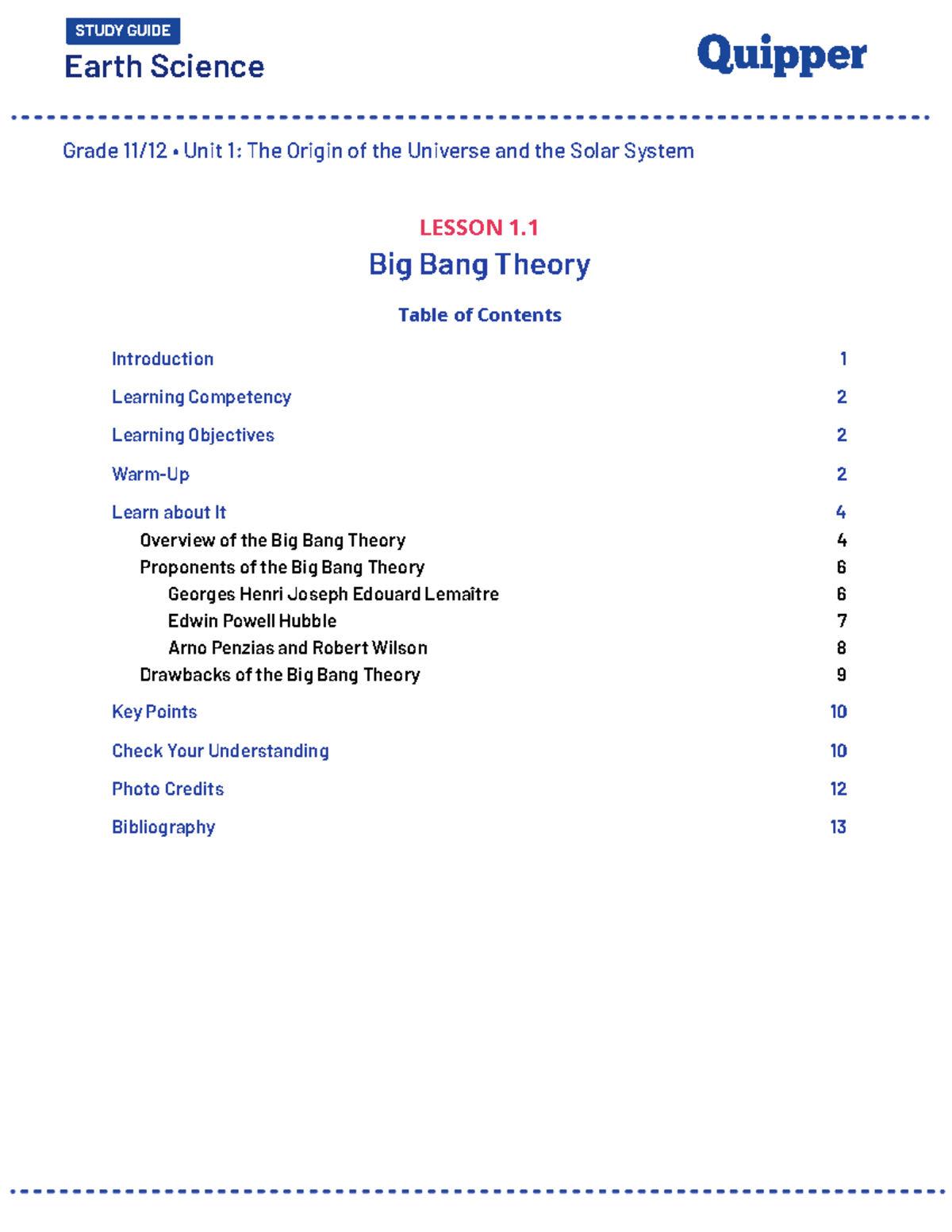 Week 1 The Origin of the Universe and The Solar System (Big Bang Theory ...