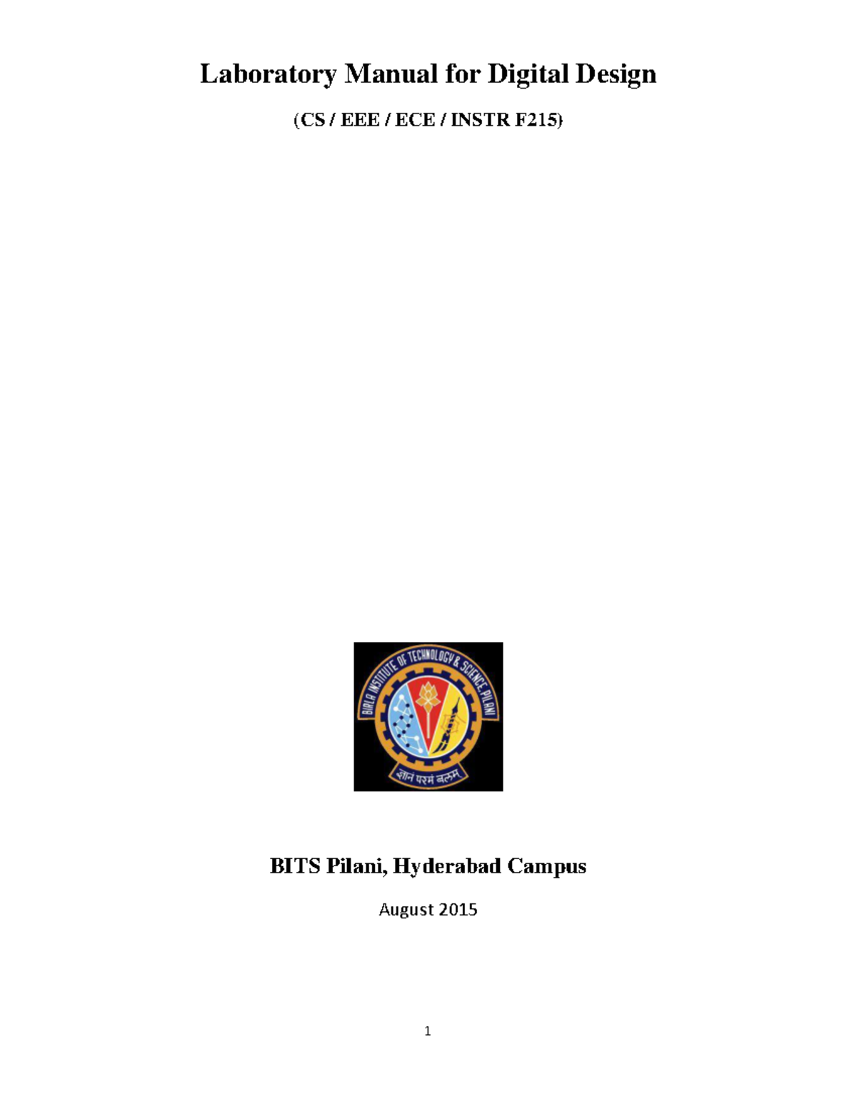 Digital Design Laboratory Manual - Laboratory Manual for Digital Design ...