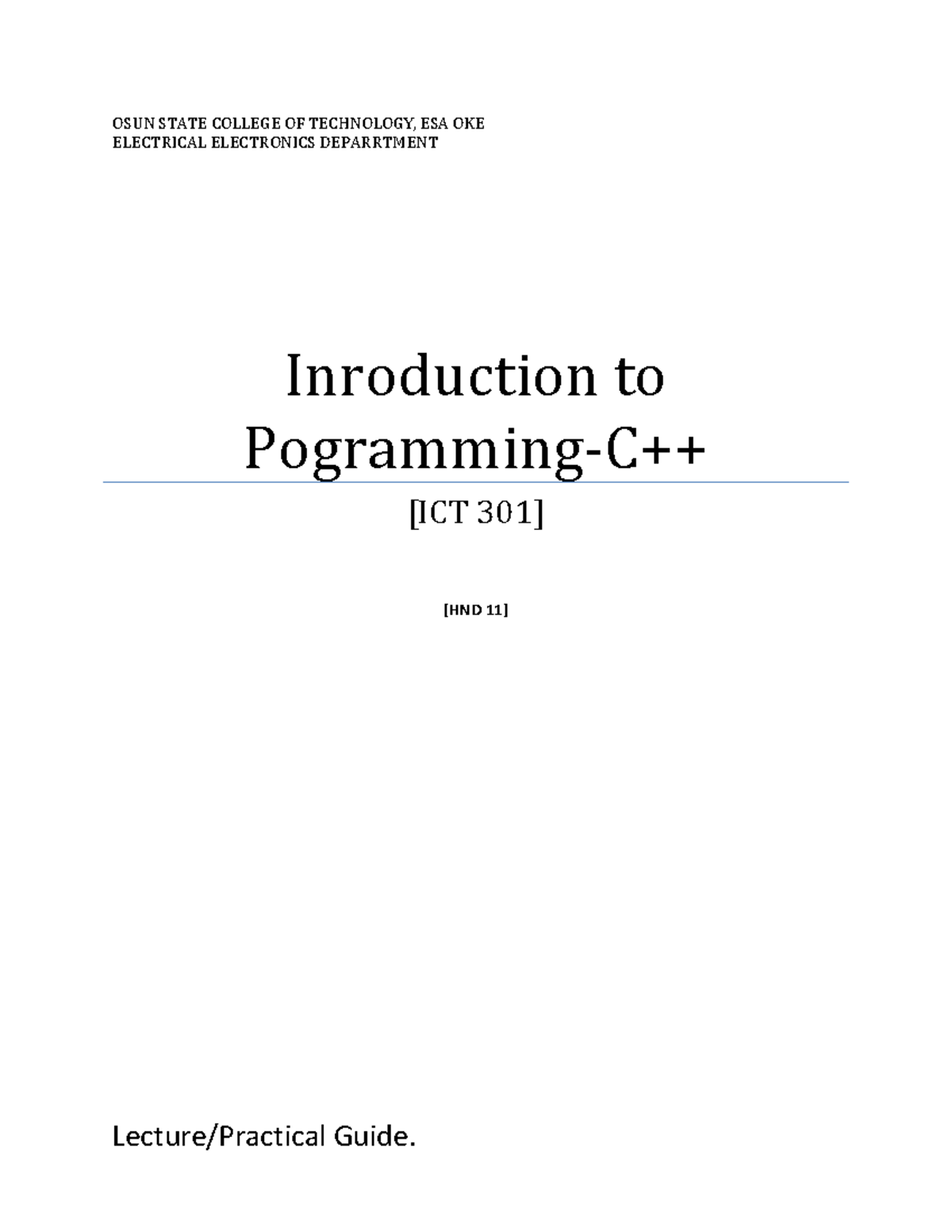 C++ Lecture Guide for Polytecnic Students Stydying Electrcial ...