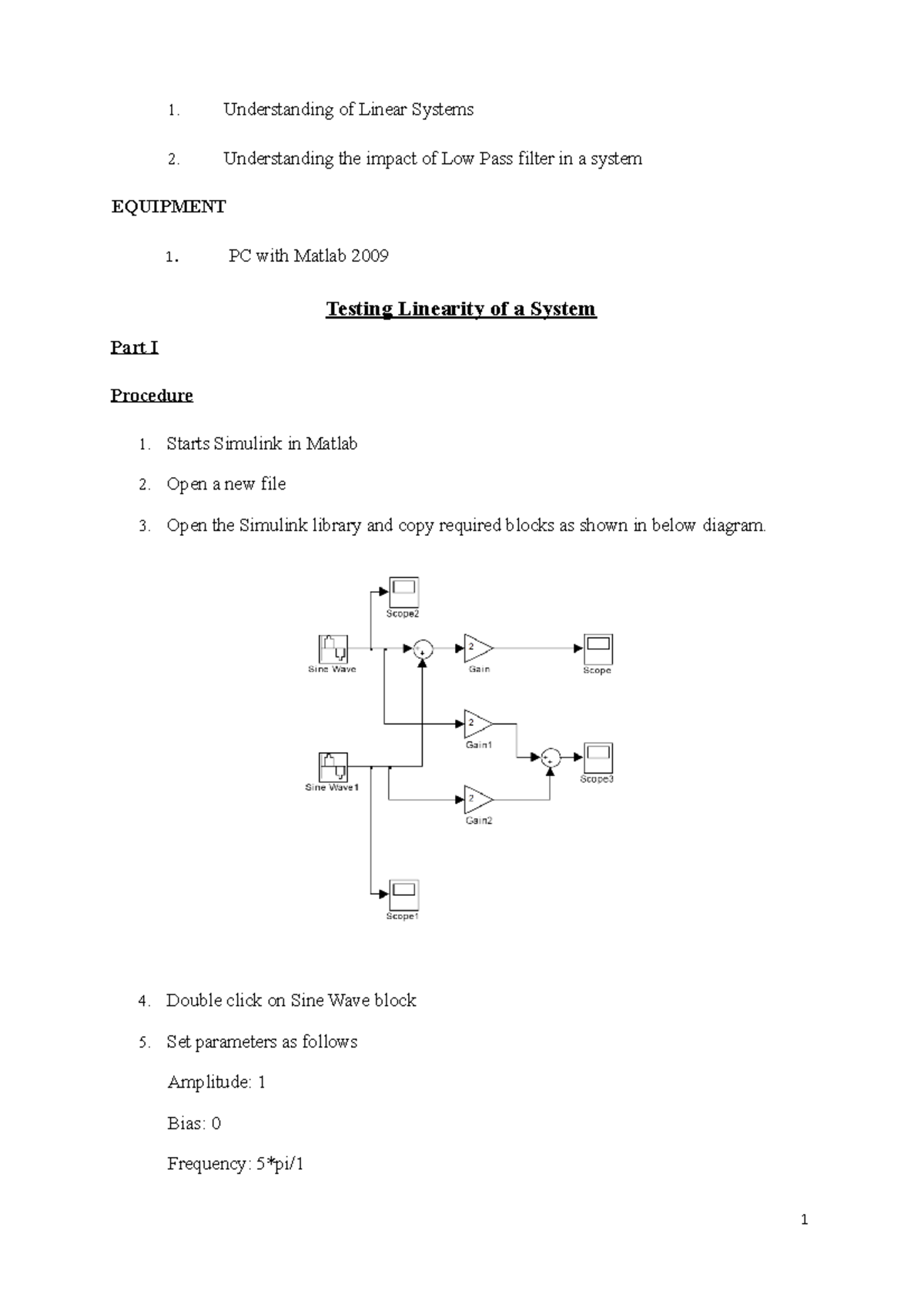 Signal AND System - Lab report - 1. Understanding of Linear Systems 2 ...