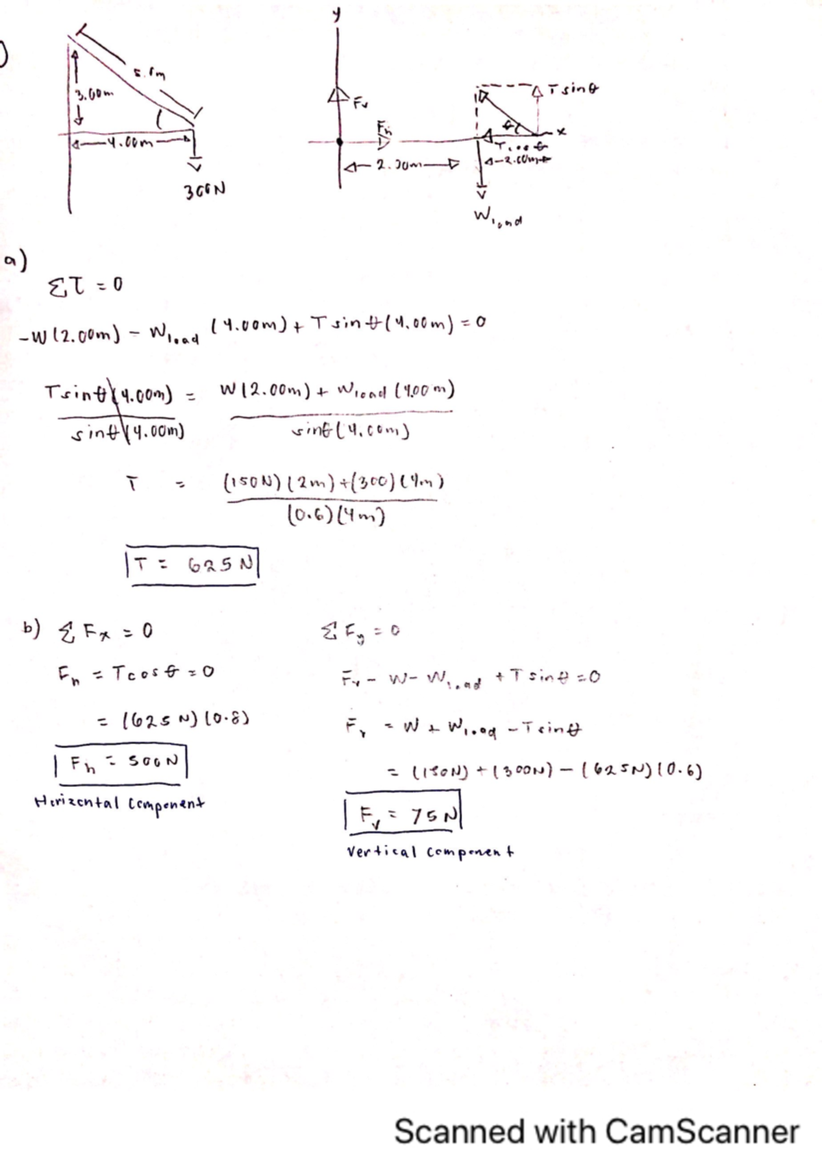 LONG QUIZ 3 PHY104 - y 5. 1m 3 sing Fs I 4 LA x T. V 2 300N V Wind a ...