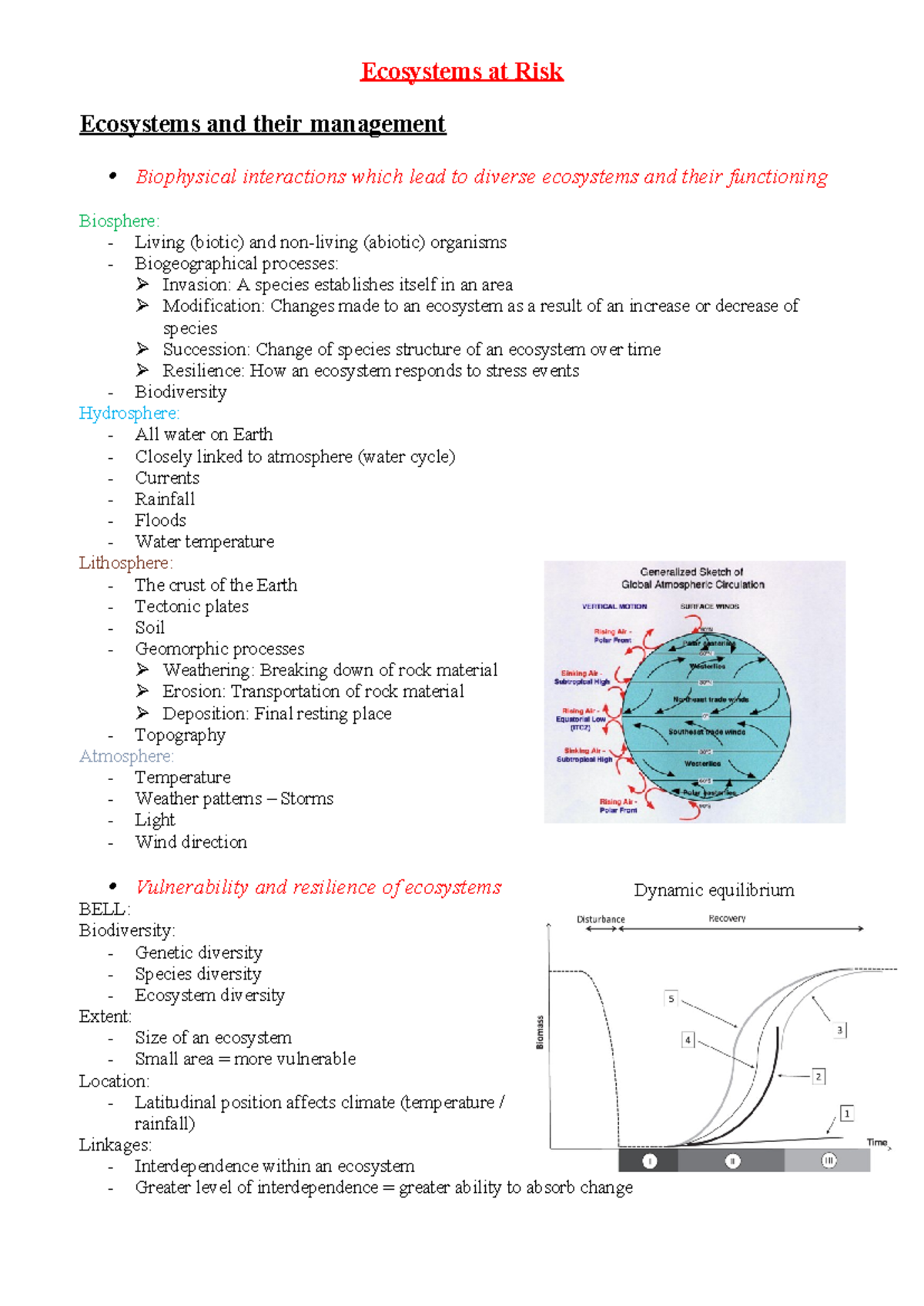 Geo Summary - Ecosystems at Risk Ecosystems and their management ...