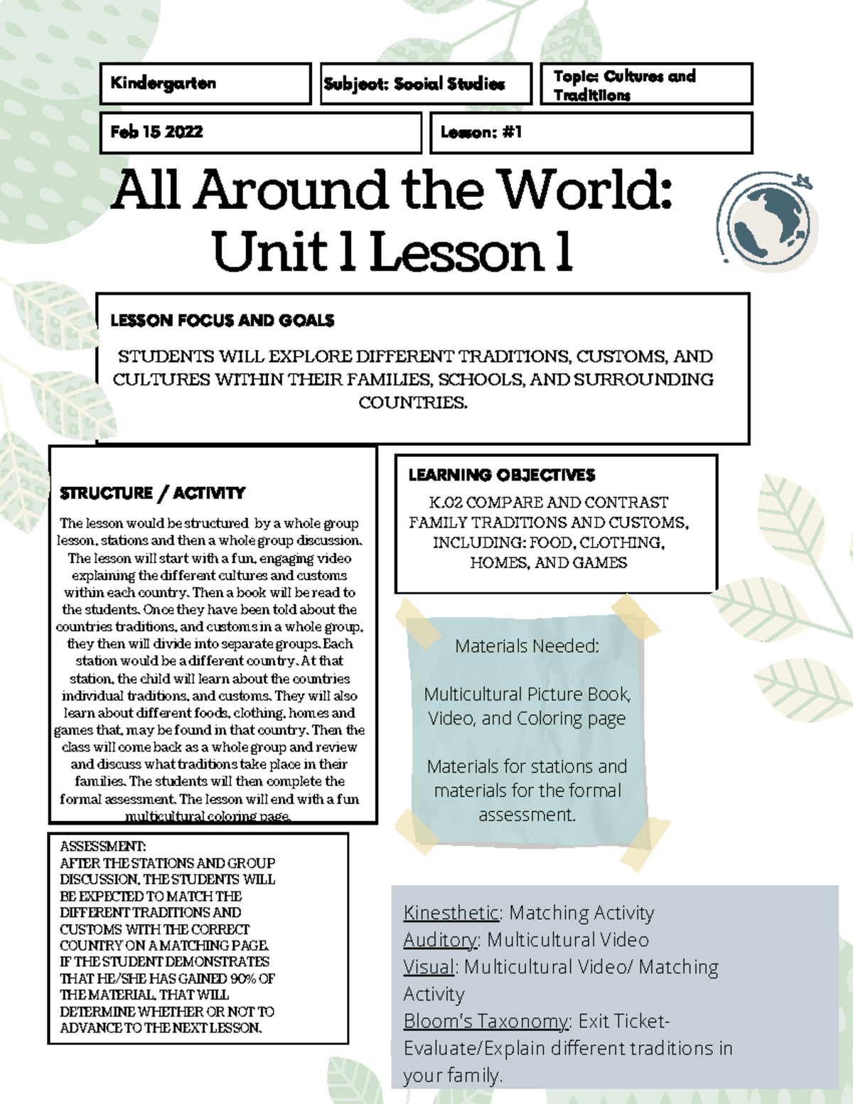 Blank Forest Print-friendly Lesson Plan - STRUCTURE / ACTIVITY ...