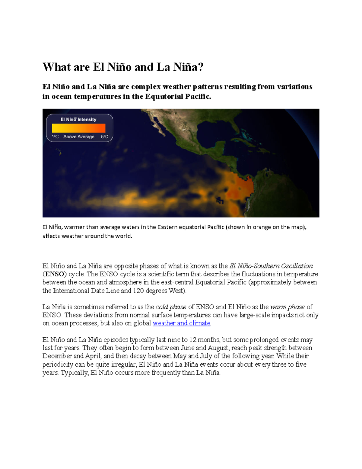 Description of El Nino and La Nina - What are El Niño and La Niña? El ...