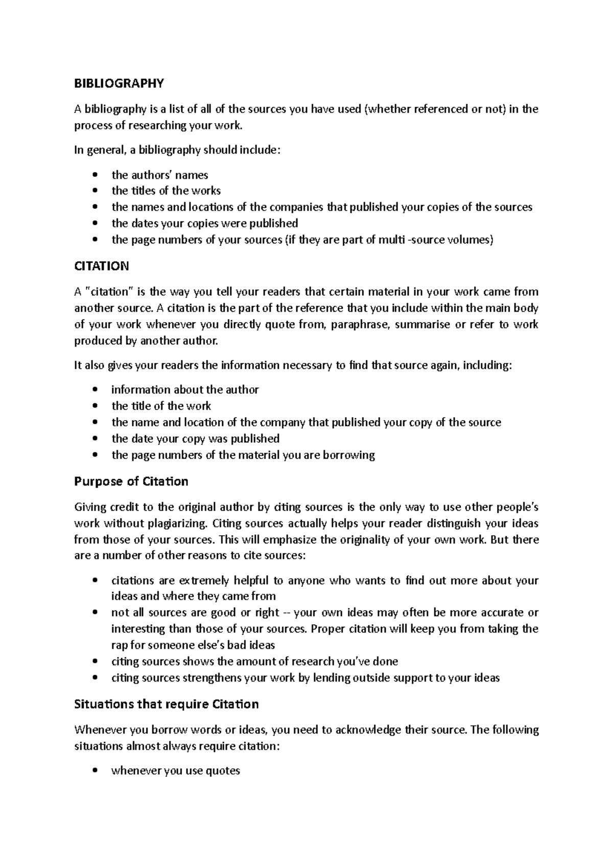 Bibliography - In general, a bibliography should include: the authors ...