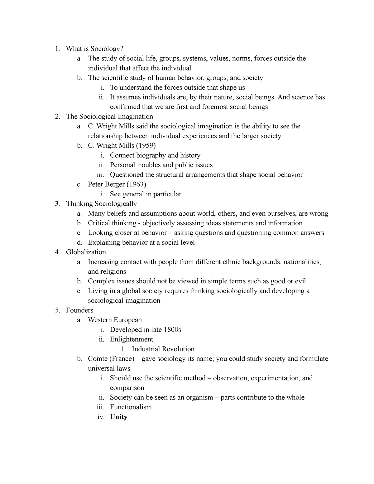 Chapter 1 Notes - What is Sociology? a. The study of social life ...