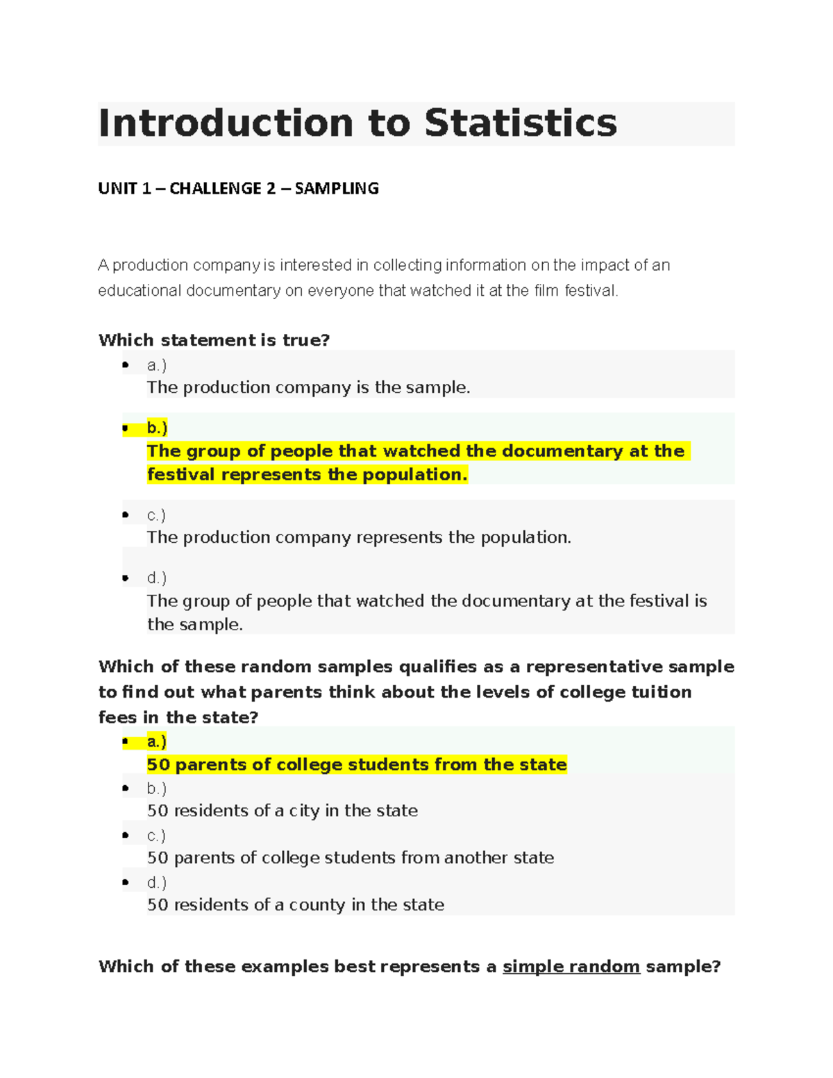 introduction to statistics essay